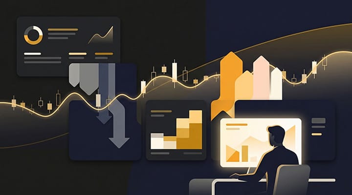 Personas analizando gráficos de mercado en una laptop