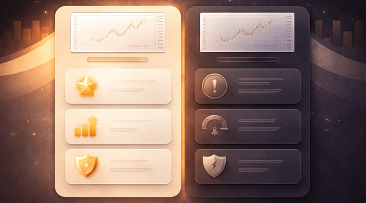 Comparación visual de plataformas de trading